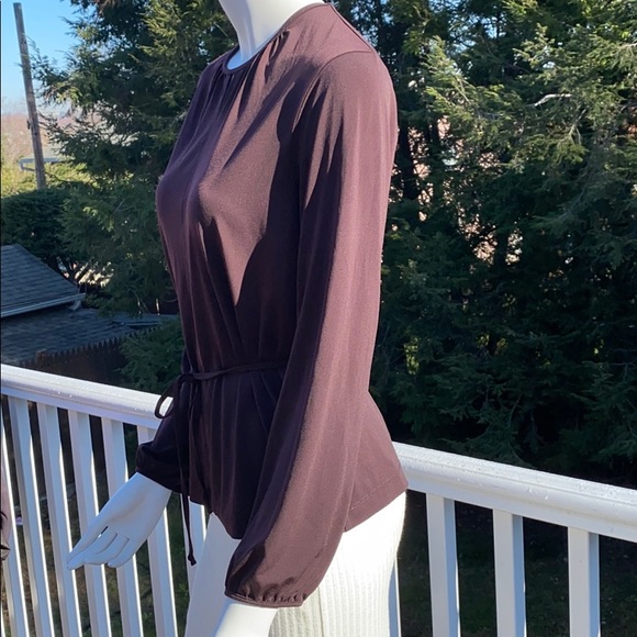 Nine West Petite Maroon Blouse with tie, size P/L - Picture 5 of 9